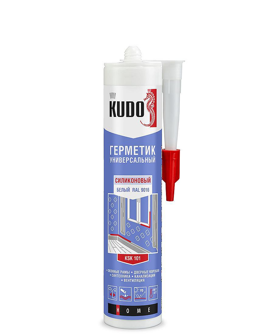 Герметик силиконовый "KUDO" KSK-101 универсальный белый 280мл (1/12шт)